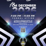 Flyer for The 2nd Annual Beehive Ball, December 18, 2026, 7:00 to 11:00 PM, formal attire, Highland Manor, 604 E Main Street, Apopka, Florida. Tickets at Beehive779ball.com